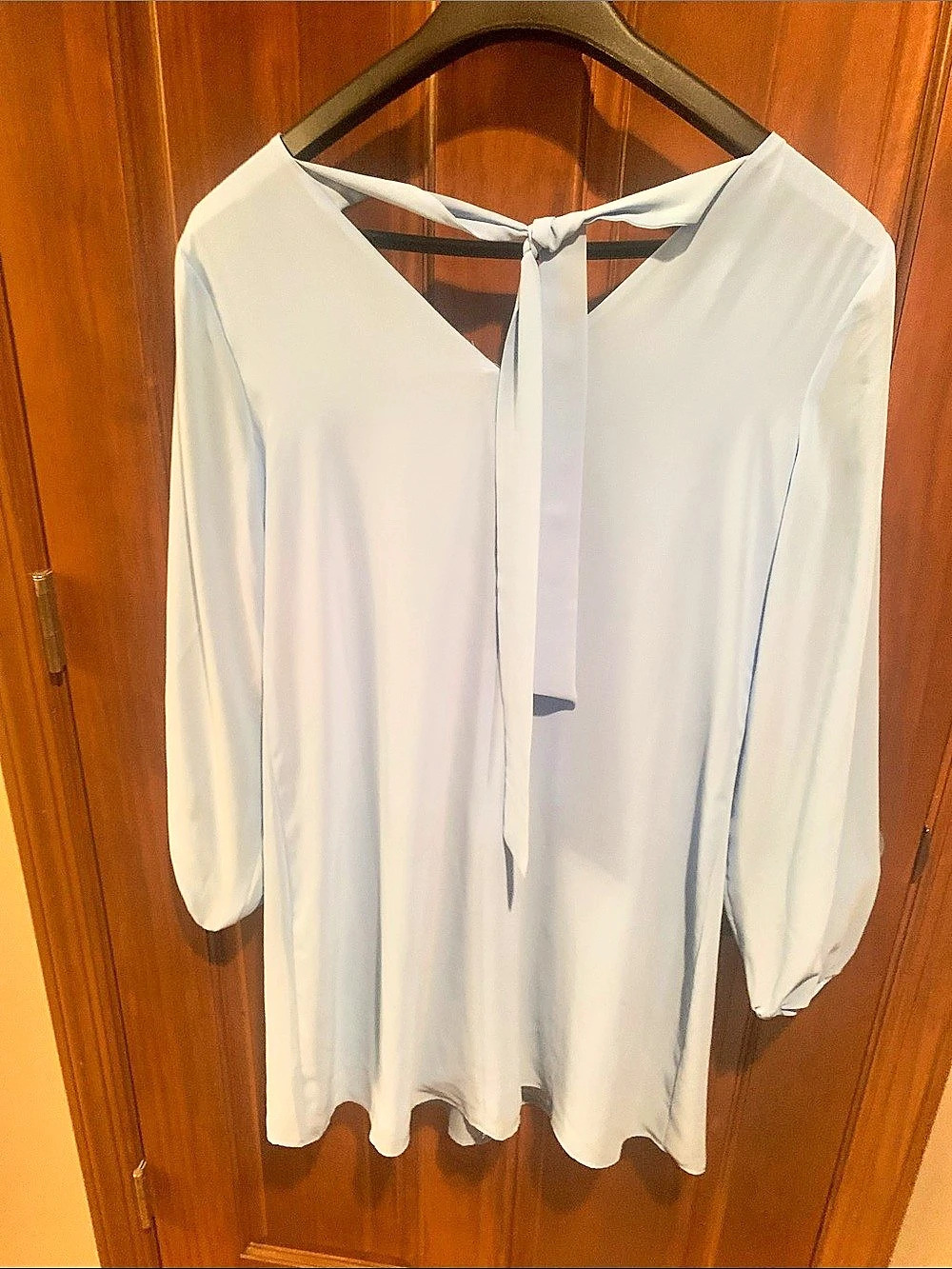 INC International Concepts Long Sleeve Tie Neck Blouse in White Size Small